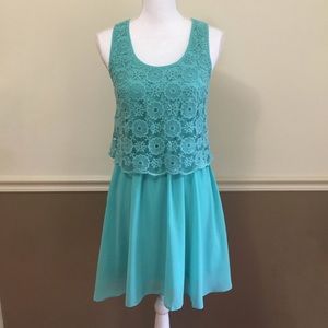 NWT Joyce Dress SMALL Green Mint Lace Overlay